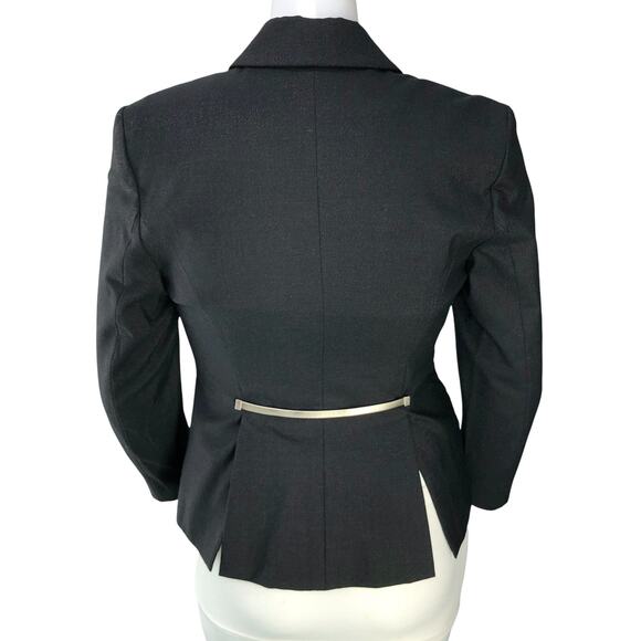 State Of Claude Montana Blazer Womens 12 Black Double Breasted Wool Blend Jacket - Picture 8 of 16